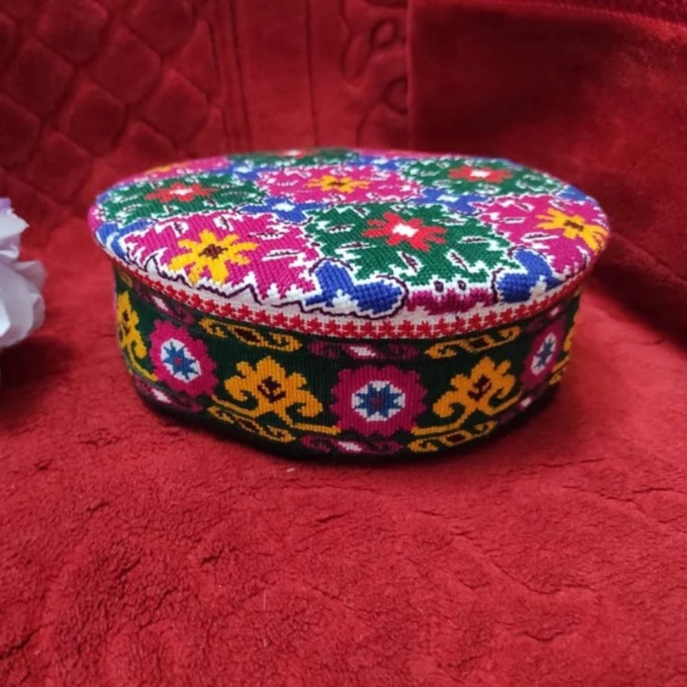 Floral Cap Hunza Headwear Winter Hat - Chunky Traditional Warm knit Hats